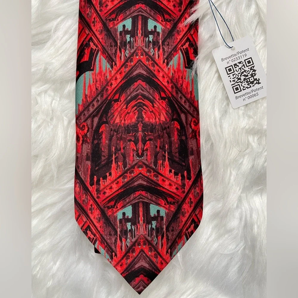 Italo Ferretti | Red and Blue 100% Seta-Silk Tie and Pocket Square - Italy